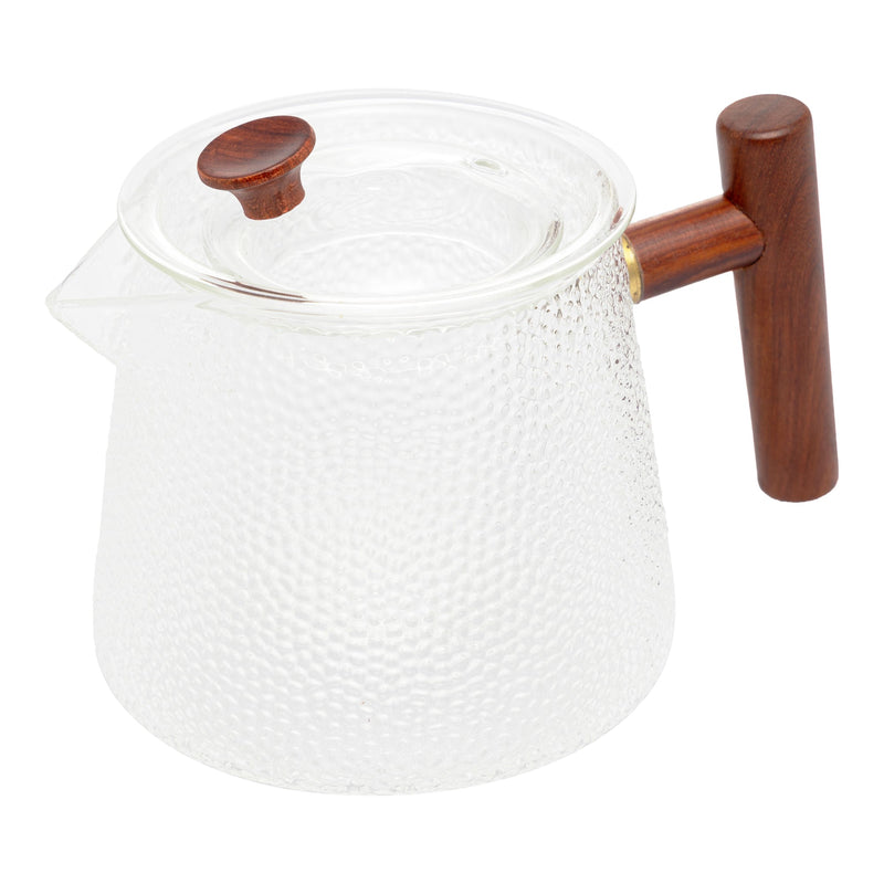 Chaleira de Vidro Borossilicato Martelado com Alça de Bambu 750ml