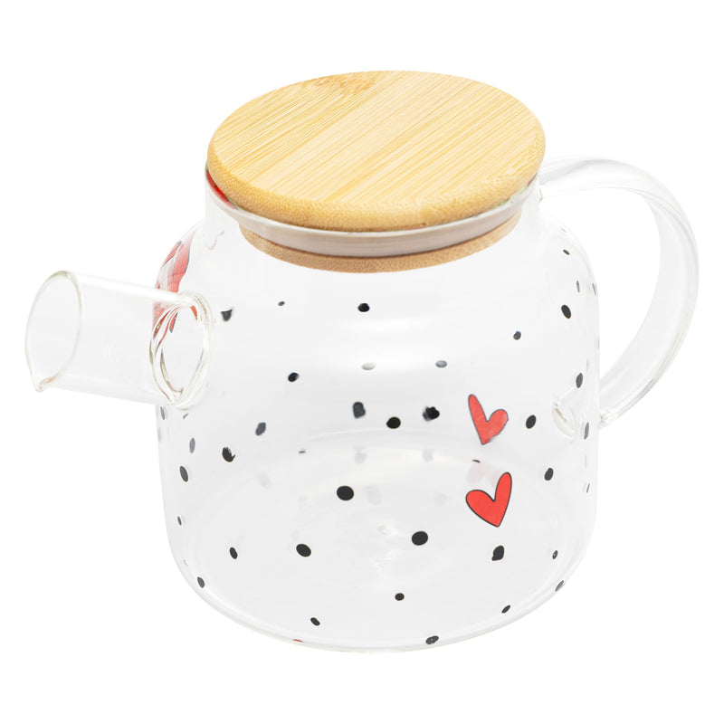 Chaleira de Vidro com Tampa de Bambu Heart 600ml