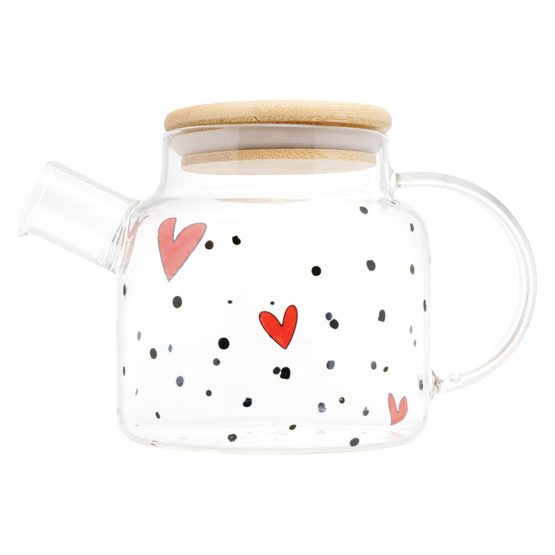 Chaleira de Vidro com Tampa de Bambu Heart 600ml