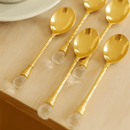 Jogo 6 Colheres de Café Zamac Crystal Dourada 11cm