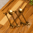 Jogo 4 Colheres Para Chá Aço Inox Leaves Dourado