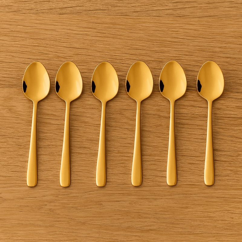 Jogo 6 Colheres para Café Viena Dourado 11cm