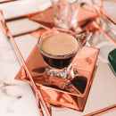 Conjunto 2 Xícaras De Vidro Para Café Com Pires Veneza Rose Gold - 70ml