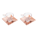 Conjunto 2 Xícaras De Vidro Para Café Com Pires Veneza Rose Gold - 70ml