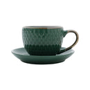 Conjunto 4 Xícaras de Café Com Pires Porcelana Verde Drops com Detalhe Metalizado - 90ml