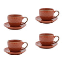 Conjunto 4 Xícaras Porcelana Para Café Com Pires Laranja Drops - 90ml