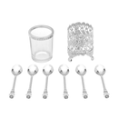 Conjunto 6 Colheres com Suporte Crystal Niquelado Zamac 14cm