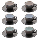 Conjunto 6 Xícaras de Café com Pires em Cerâmica Rustic Marrom 90ml