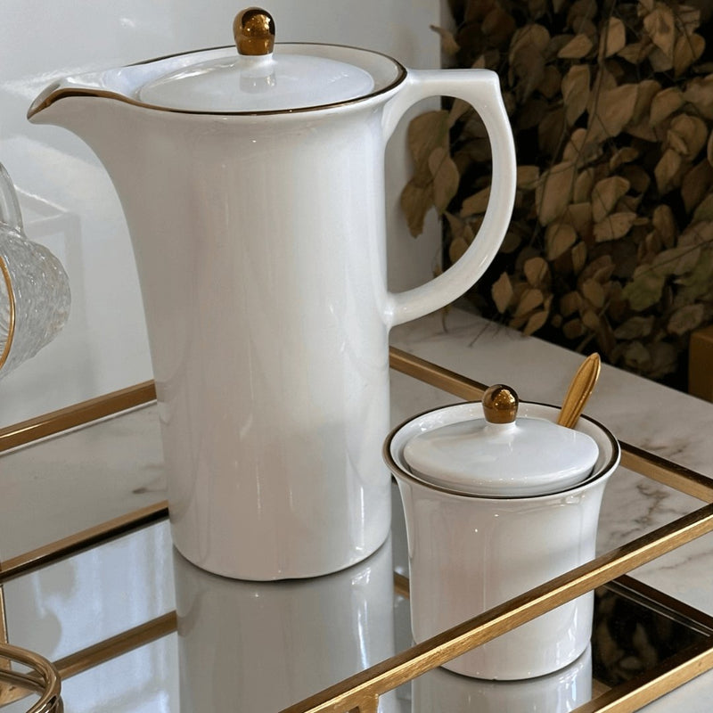 Conjunto de Café Isabel em Porcelana Branco 3 Peças