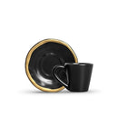 Conjunto de Xícaras de Café com Pires Preto Filete Amassada