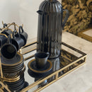 Conjunto de Xícaras de Café com Pires Preto Filete Amassada