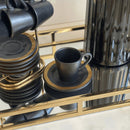 Conjunto de Xícaras de Café com Pires Preto Filete Amassada