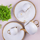 Conjunto Para Café Bule Açucareiro Leiteira Porcelana Dourado - 3 Peças