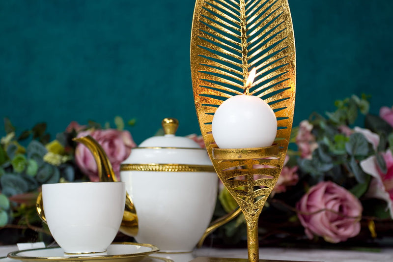 Conjunto para Chá Bule Açucareiro Leiteira Porcelana Paddy Branco e Dourado 3 Peças