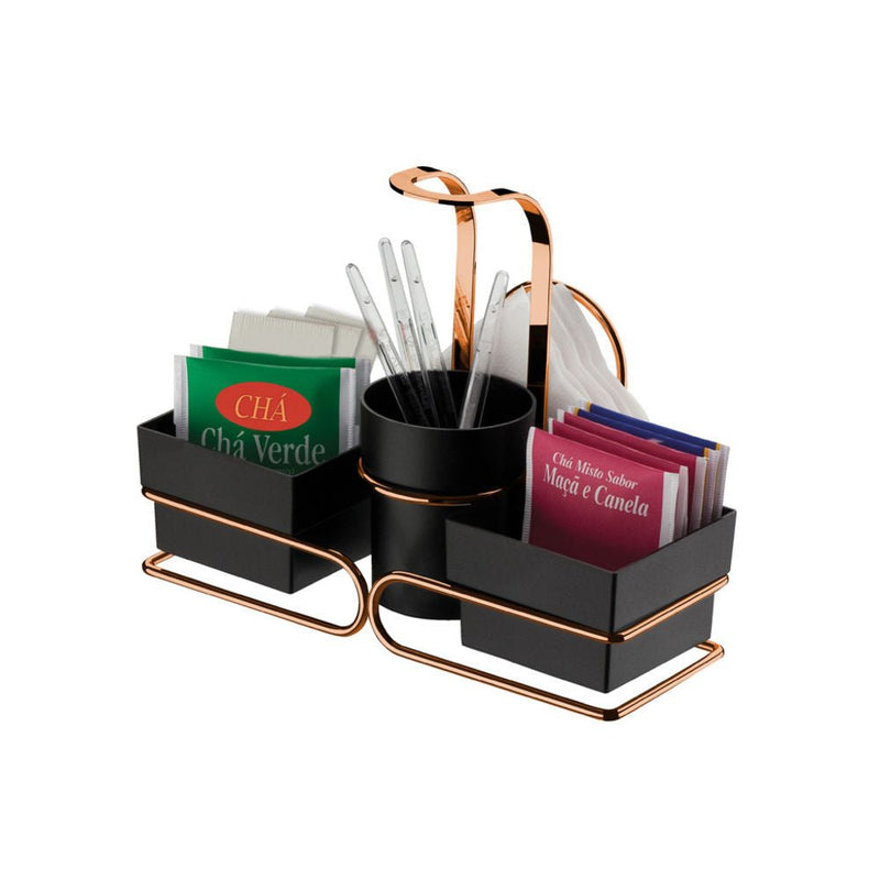 Conjunto para Chá Café 3 em 1 Preto Rose Gold
