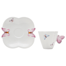 Jogo de 6 Xícaras de Café Porcelana com Pires Borboletas - 100ml