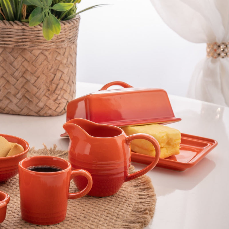 Jogo 2 Xícaras de Café Cerâmica Retrô Laranja 100ml