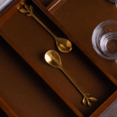 Jogo 4 Colheres Para Chá Aço Inox Leaves Dourado