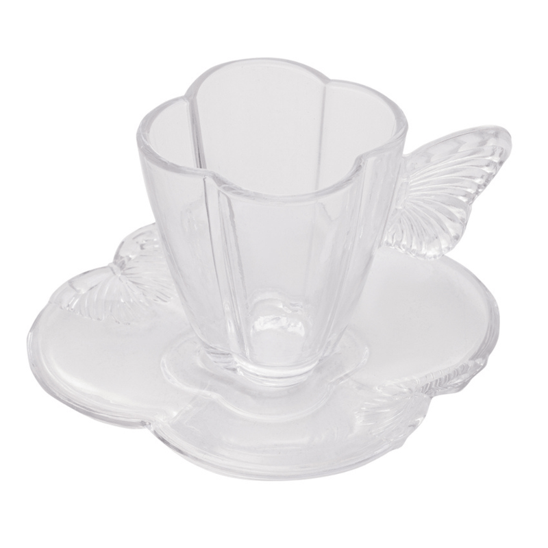 Jogo 4 Xicaras de Café com Pires de Vidro Butterfly 80ml