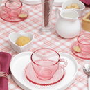 Jogo 4 Xicaras de Café Cristal de Chumbo com Pires Pearl Rosa 80ml