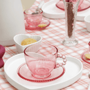 Jogo 4 Xicaras de Café Cristal de Chumbo com Pires Pearl Rosa 80ml