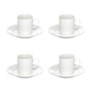 Jogo 4 Xícaras de Café Porcelana Royal Branco e Borda Dourada 90ml 4 Peças