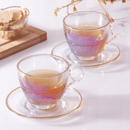 Jogo 4 Xicaras de Chá com 4 Pires Menfis Furta Cor e Dourado