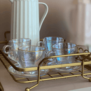 Jogo 4 Xicaras de Chá com 4 Pires Menfis Furta Cor e Dourado