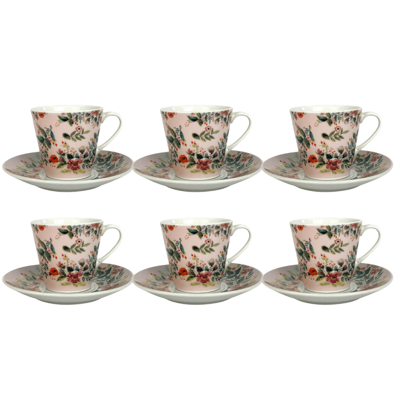 Jogo 6 Xicaras Bib Mood Coffe para Café com Pires Porcelana 90ml