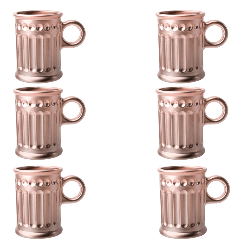 Jogo 6 Xícaras Coffee Time Café Rose Gold 85ml