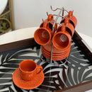 Jogo 6 Xícaras de Café com Pires Agra Cantaloupe Laranja 112ml