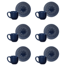 Jogo 6 Xícaras de Café com Pires Agra Deep Blue Azul 112ml