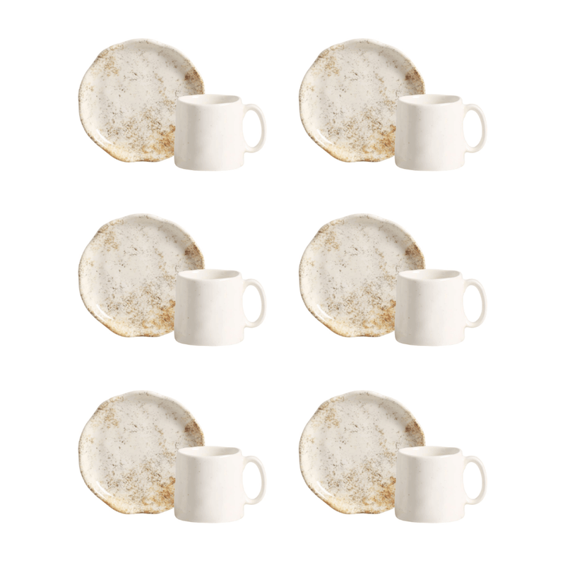 Jogo 6 Xícaras de Café com Pires Aspen Bege