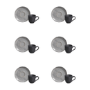 Jogo 6 Xicaras de Café com Pires Bio Dust Cinza 120ml