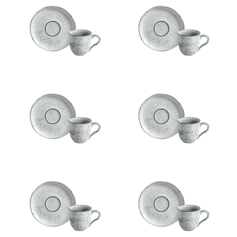 Jogo 6 Xicaras de Café com Pires Bio Echo Branco 120ml