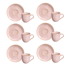 Jogo 6 Xícaras de Café com Pires Bio Litchi Rosa 120ml
