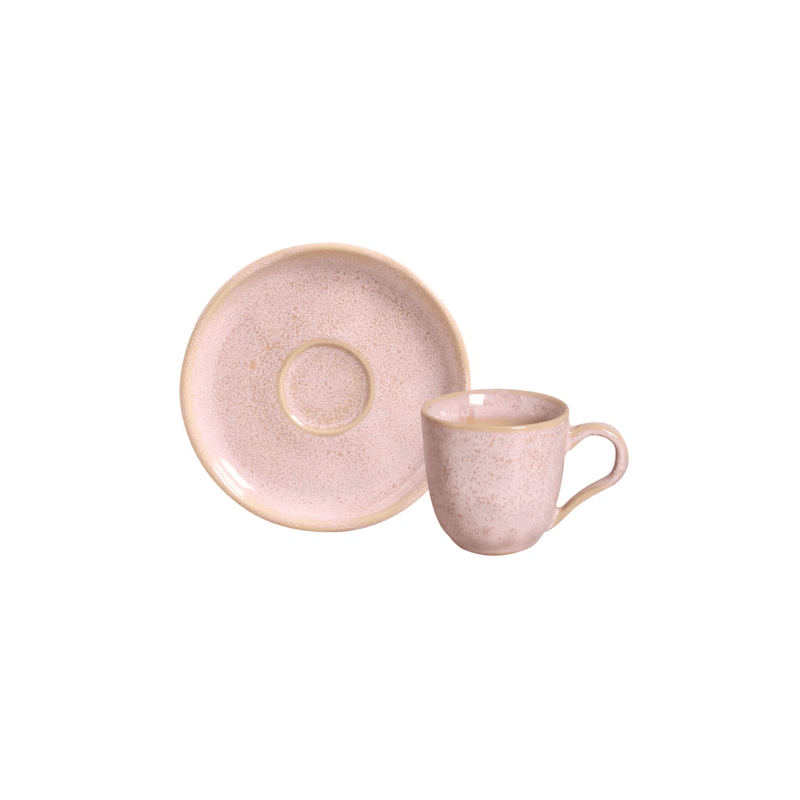 Jogo 6 Xícaras de Café com Pires Bio Litchi Rosa 120ml