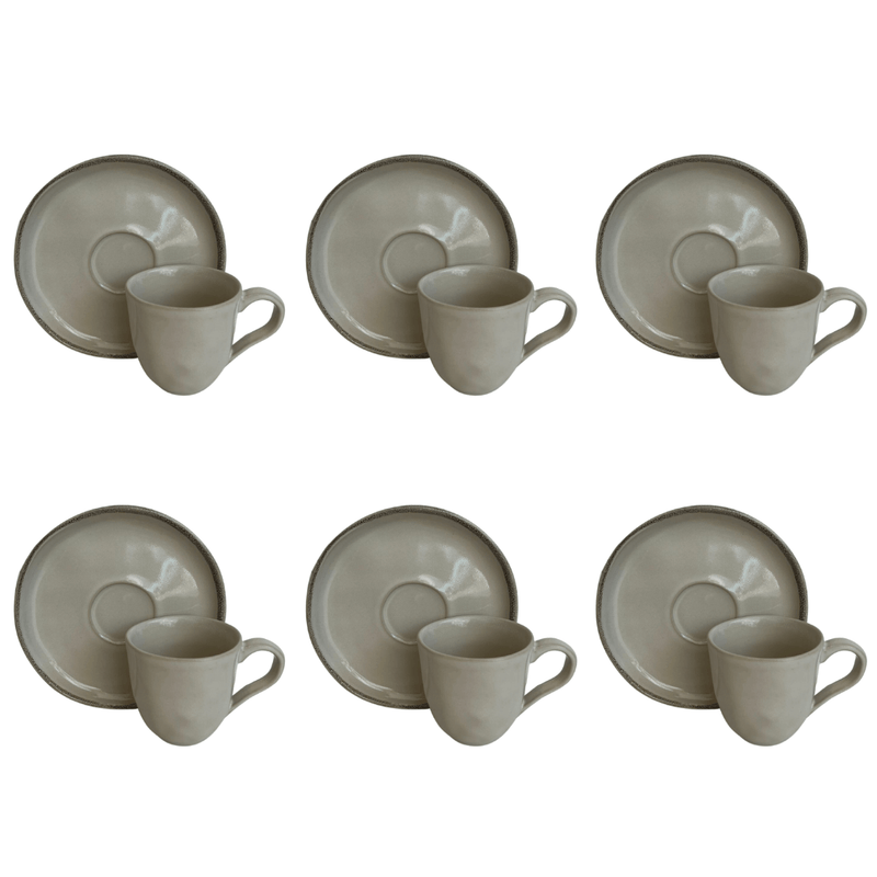 Jogo 6 Xícaras de Café com Píres Bio Rustic Clay 120ml