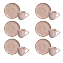 Jogo 6 Xícaras de Café com Píres Bio Rustic Litchi Rosa 120ml