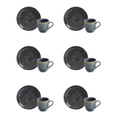 Jogo 6 Xícaras de Café com Pires Bio Titanium Azul Escuro 120ml