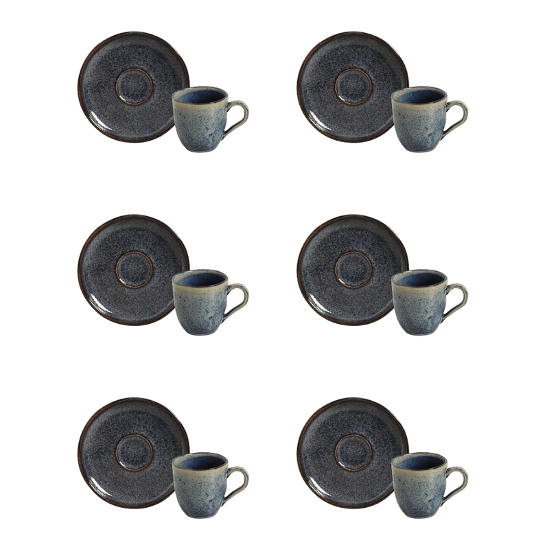 Jogo 6 Xícaras de Café com Pires Bio Titanium Azul Escuro 120ml