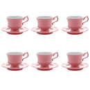 Jogo 6 Xicaras de Café com Pires em Porcelana Fancy Rose 90ml