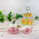 Jogo 6 Xicaras de Café com Pires em Porcelana Fancy Rose 90ml