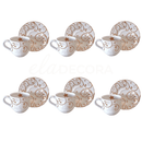 Jogo 6 Xicaras de Café com Pires Fio de Ouro Natal Christmas Day