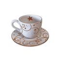 Jogo 6 Xicaras de Café com Pires Fio de Ouro Natal Christmas Day