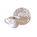 Jogo 6 Xicaras de Café com Pires Fio de Ouro Natal Christmas Day