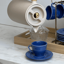 Jogo 6 Xícaras de Café com Píres Frisada Azul 100ml