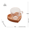Jogo 6 Xícaras de Café Com Pires Madeira Coração Liptus 75ml