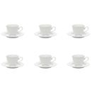 Jogo 6 Xícaras de Café com Pires Maldivas Branco com Fio de Ouro