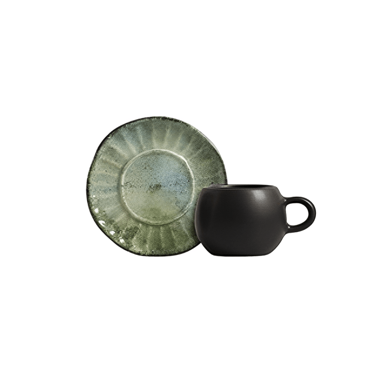 Jogo 6 Xícaras de Café com Pires Oreon Green
